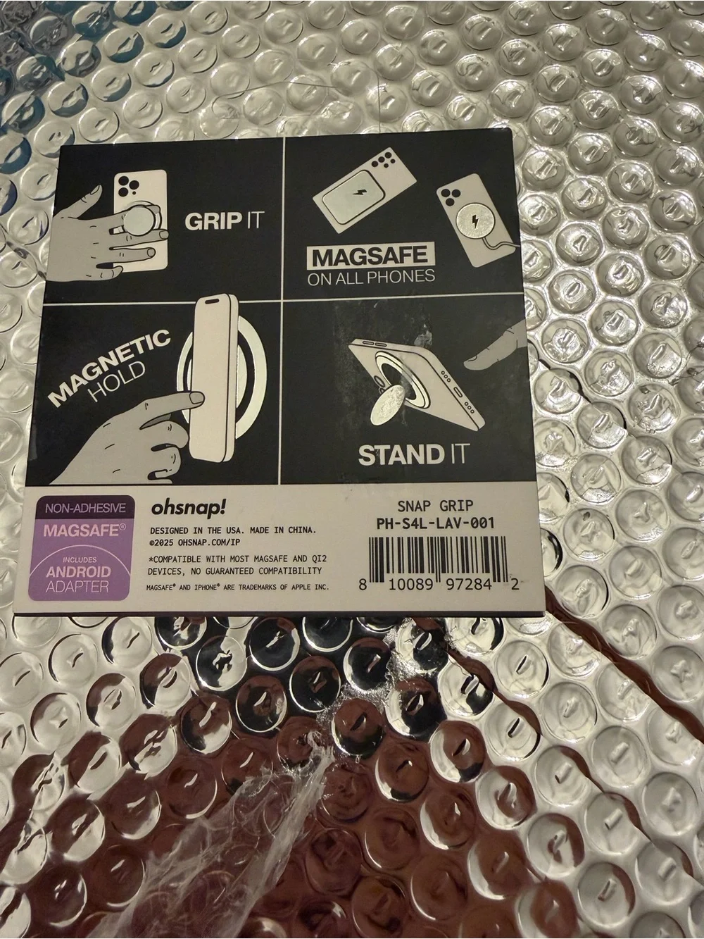 Snap OhSnap! Purple Phone Grip Suction Mount